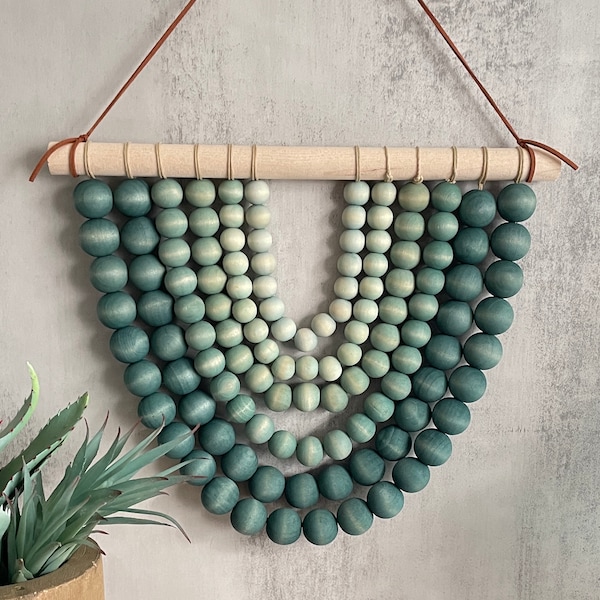 Boho Wood Bead Ombre Wall Hanging Tapestry