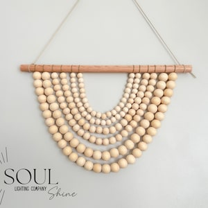 Großer Boho Holzperlen Minimalistischer Wandbehang Wandteppich