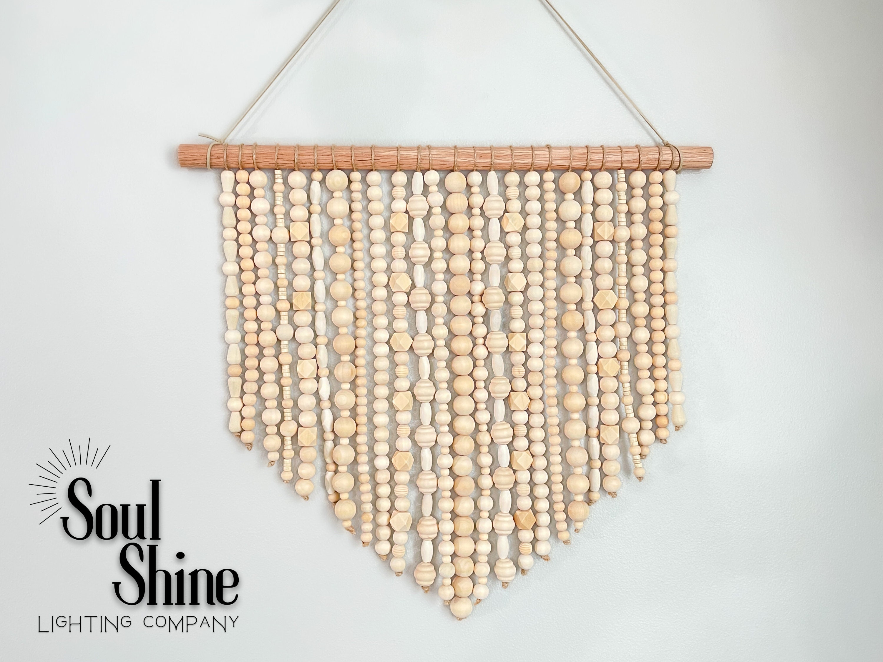 Large Geometric Wood Bead Wall Hanging Tapestry Etsy