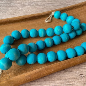 Oversized Wooden Bead Garland / XL Farmhouse Wood Beads /  Coffee Table Decor /  Chunky Wooden Bowl Beads