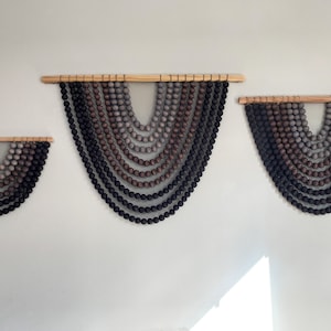 Black Wood Bead Ombre Wall Hanging Tapestry