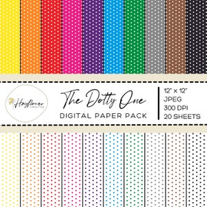 Polka Dot Digital Paper 20 sheets JPG | Instant Download | Digital Graphics | Patterned Paper | Digital Scrapbooking