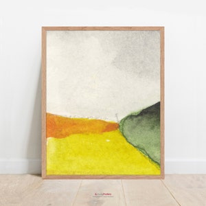 Wall art, poster, watercolor composition gray, yellow, orange, green No. 037, Instant Download Files image 2