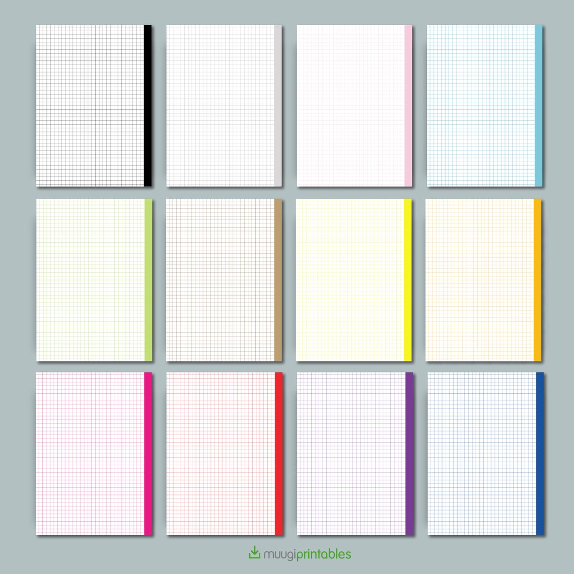 Grid Paper Colored Borders A5 Printable and Editable PDF Etsy