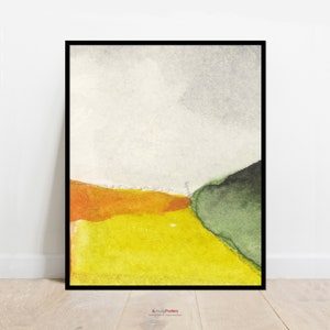 Wall art, poster, watercolor composition gray, yellow, orange, green No. 037, Instant Download Files image 4