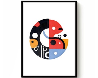 Wall art, geometric animal shape, mid century style No. 149, Instant Download Files