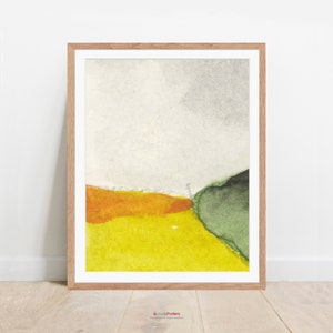 Wall art, poster, watercolor composition gray, yellow, orange, green No. 037, Instant Download Files image 3