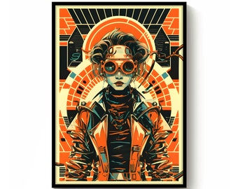 Wall art, poster futuristic woman, cyber punk No. 110, Instant Download Files