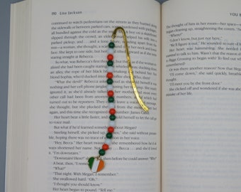 bookmark, Irish bookmark, heart bookmark, gold bookmark beaded bookmark, charm bookmark, book accessory