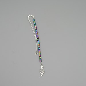 bookmark, music note bookmark, colorful bookmark, gift, silver bookmark, charm bookmark
