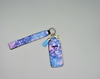 lip balm holder with wristlet, keychain lip balm holder, keychain wristlet with lip balm holder, keychain set
