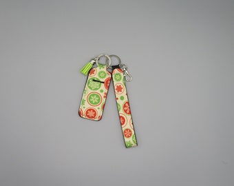 lip balm holder with wristlet, keychain lip balm holder, keychain wristlet with lip balm holder, accessory, keyring set