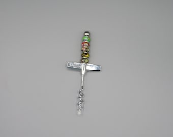 wine bottle opener, beaded wine bottle opener, barware, drinkware, wine opener, opener, corkscrew, bottle opener, gift, stocking stuffer
