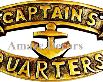 Nautical Antique CAPTAINS QUARTERS SIGN Plate Ship Sign Boat Wall Decor 