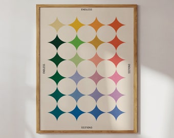 Rainbow Geometric 'Endless' Poster | Diamond Shapes Wall Art | Ombre, Gradient Color Palette | Colorful, Spiritual Print | Manifestation Art