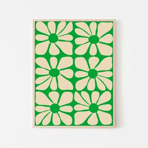 Cartel de patrón de flor ondulado verde de mediados de siglo / Arte de pared digital instantáneo / Gustaf Westman / 70s, Funky Hippie Home Deco imagen 2