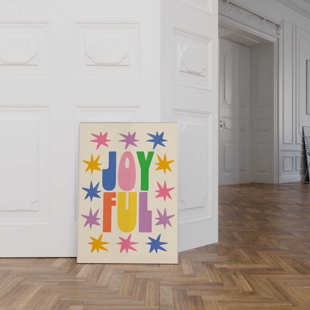 Colorful 'joyful' Wall Art Printable Poster Cheerful, Happy, Good Vibes