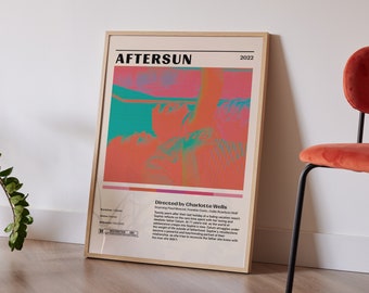 Aftersun (2022) Film Poster | A24 Minimalist Movie Art Print | Vivid, Minimalist Colorful Home | Starring Paul Mescal and Frankie Corio