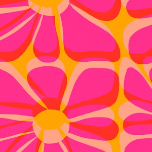 Cartel de flores de risógrafo rosa y amarillo / Arte de pared IMPRIMIBLE / Tropical, Decoración del hogar Boho / Ilustración floral colorida / Impresión y2k de la década de 2000 imagen 9
