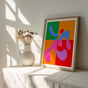 Arte de figura abstracta escandinava colorida / Arte de pared imprimible, Gustaf Westman, diseño geométrico vivo de mediados de siglo / cartel IMPRIMIBLE