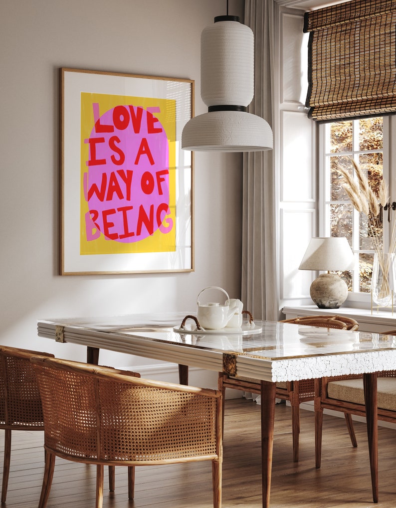 Maximalist, Vivid Pink Colorful 'Love Is A Way Of Being' Typography Poster INSTANT Digital Wall Art Gustaf Westman, Eclectic Home Decor image 3