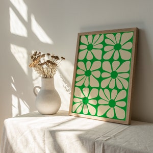 Cartel de patrón de flor ondulado verde de mediados de siglo / Arte de pared digital instantáneo / Gustaf Westman / 70s, Funky Hippie Home Deco imagen 4