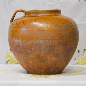 Very large terracotta indoor planter. Wabi sabi pottery vase. Large terracotta primitive clay vessel.