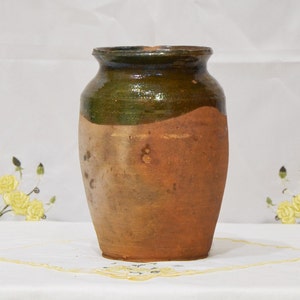 Vintage clay pot, Old clay vase, Wabi Sabi pottery, Rustic vessel, Old clay vase, Primitive clay pitcher, Farmhouse decor