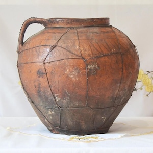 Big old clay pot. Wabi sabi Rare pottery. Farm house Rustic Decor