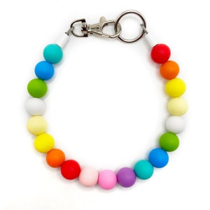 RAINBOW  silicone beaded personalize durable Dog Collar, custom, beaded, dog pearls, unique, boho, bright large bead, dog pearl