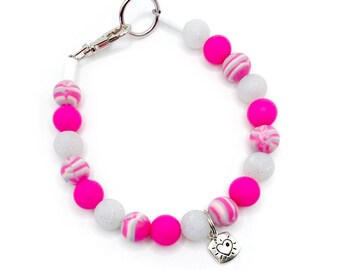 Personalisiertes Pink Swirl Silikon Perlen-Hundehalsband: Individuelle Haustier-Perlenkette