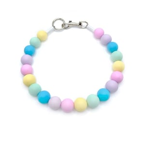 Pastel Rainbow Beaded Dog Collar: Personalized Silicone Pearl Necklace