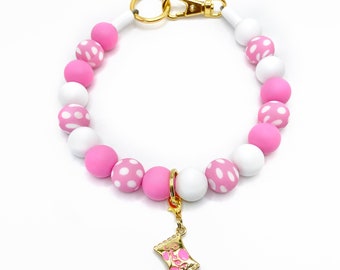 Polka Dot Silikon Perlen Hundehalsband: Kundenspezifische Rosa Perlenkette