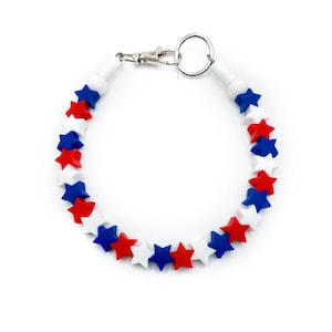 AMERICAN STAR silicone beaded personalize durable Dog Collar, custom, cat pearls, unique, boho, bright shine colorful large bead for pets
