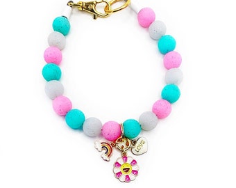 Personalized Silicone Beaded Dog Collar: Glitter Pet Pearls, Boho Charms