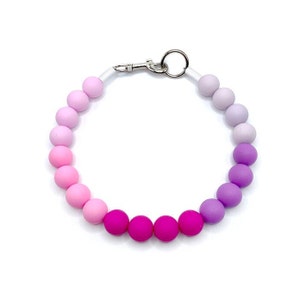 Shades of Pink Beaded Dog Collar: Personalized Silicone Pearl Necklace