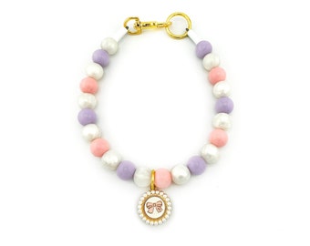 Personalized Silicone Beaded Dog Collar: Boho Pet Collar with Charm
