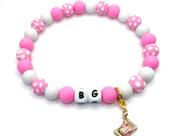 Personalized Polka Dot Silicone Dog Collar: Pink Bead Pet Necklace