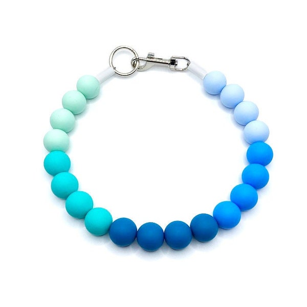 SHADES of BLUE Hundehalsband für große Jungen, langlebig, personalisierte Katzenperlen, einzigartig, Boho, leuchtende große Perlen zum Hineinschlüpfen, Haustierperlenkette