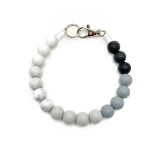 SHADES of GRAY silicone beaded personalize durable Dog Collar, custom, pet pearls, unique, boho, bright shine large  marble beads