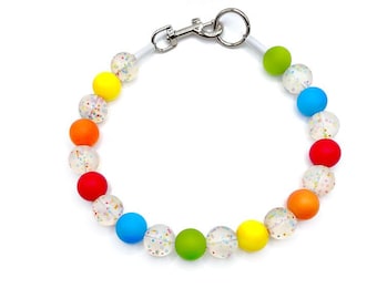 Personalized Silicone Beaded Dog Collar: Confetti Pet Pearls