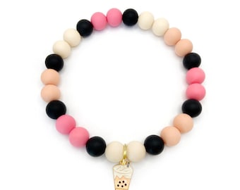Collar de silicona con cuentas de té de burbujas para perro: collar de perlas personalizado para mascotas