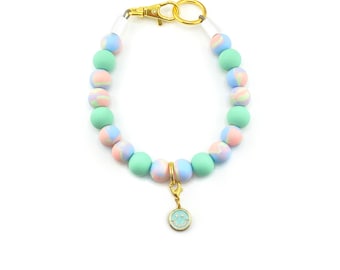 Personalized Silicone Beaded Dog Collar: Durable Pet Collar with Happy Face Charm