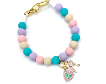 Personalized Silicone Beaded Dog Collar: Boho Enamel Charms