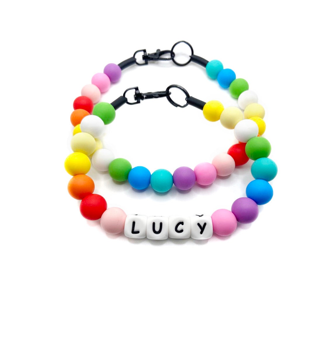 Rainbow silicone durable Dog Collar custom beaded dog Etsy