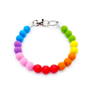 Shades of Rainbow durable personalized bright large beaded Dog Collar