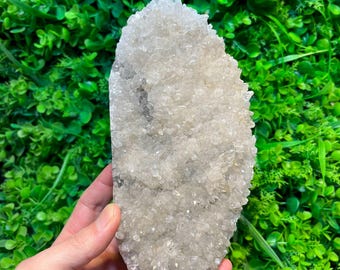 7.28" Natural Clear Quartz Cluster with Needle Points | Raw Crystal Cluster Mineral Specimen, Healing Crystal Home Decor