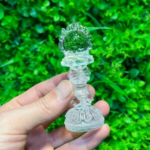 3.54&quot; Stunning hand engraving Tibetan religion in Tibet Magic pearl high quality Clear quartz crystal decorate meditation exquisite