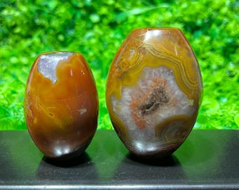 2 Pcs Natural African Red Agate Barrel Beads, Polished Cylinder Gemstone Beads, Healing Crystal Jewelry Making Supply Gift