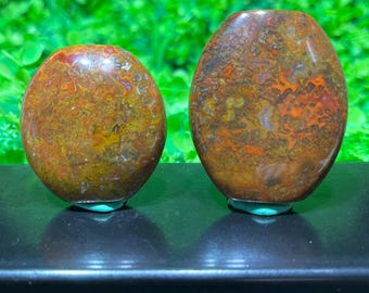 Polished Natural African Red Agate Barrel Beads 2Pcs Loose Gemstone Beads for Jewelry Making DIY